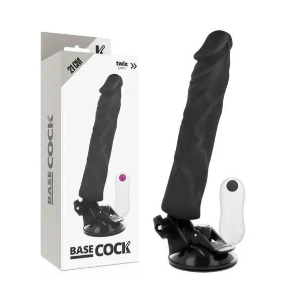 BASECOCK - Vibrador Realista Control Remoto Negro 21 cm - Imagen 3