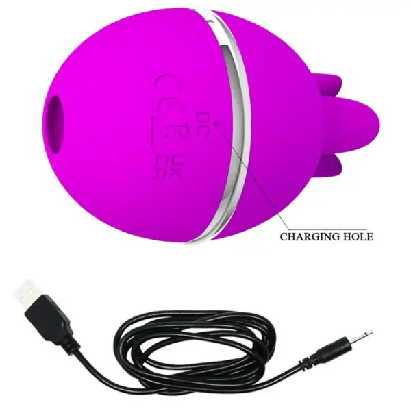 Pretty Love - Vibrador de Silicona Redondo con Licking Morado - Imagen 3