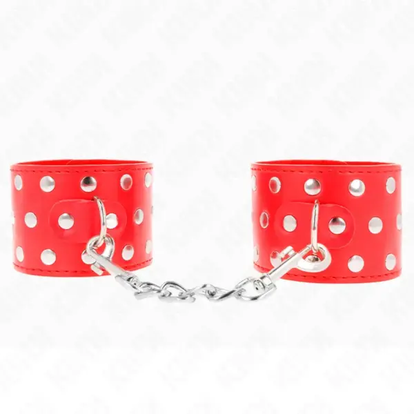 KINK - Muñequera con cierre a presión lleno de tachuelas ajustable rojo 19-24 cm x 5.5 cm