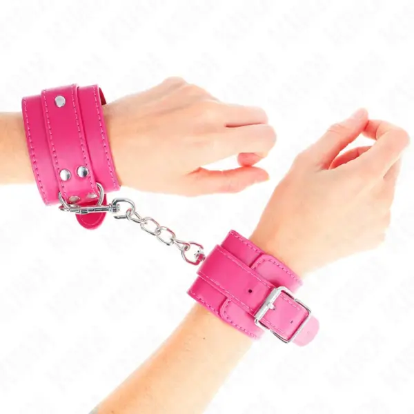 KINK - Muñequera Fucsia con Detalles Ajustable para BDSM - Imagen 4