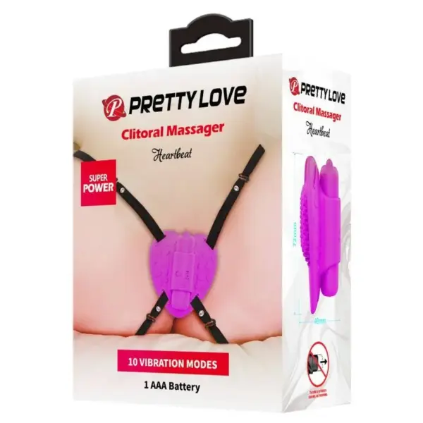 Pretty Love - Masajeador de clítoris Heartbeat morado con 10 modos de vibración - Imagen 9