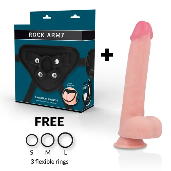 ROCKARMY - Arnés + Liquid Silicone Dildo Premium Kingcobra 24 cm - 4.77 cm - Imagen 2