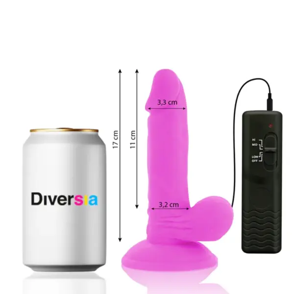 DIVERSIA - Dildo flexible con vibración morado 17 cm -O- 3.3 cm - Imagen 2