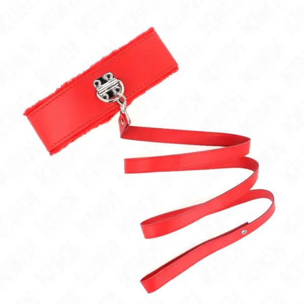 KINK - Collar con correa de 116 cm con tachuelas plateadas modelo 4 rojo ajustable - Imagen 4