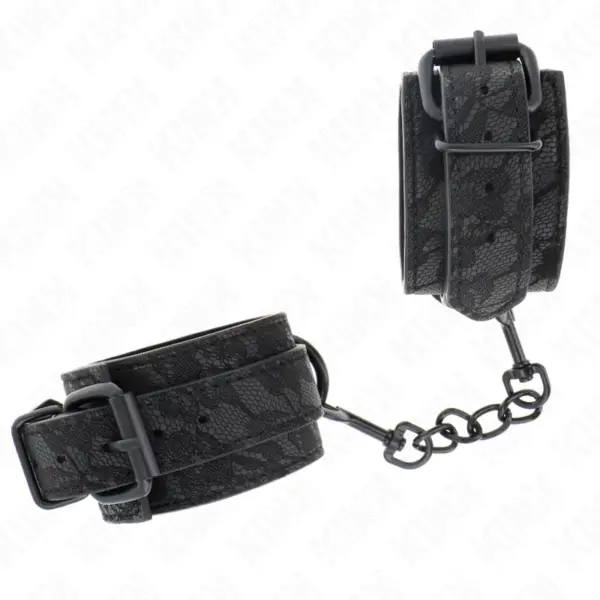 KINK - Muñequera de Encaje Ajustable Negro 19-26 cm para BDSM - Imagen 2