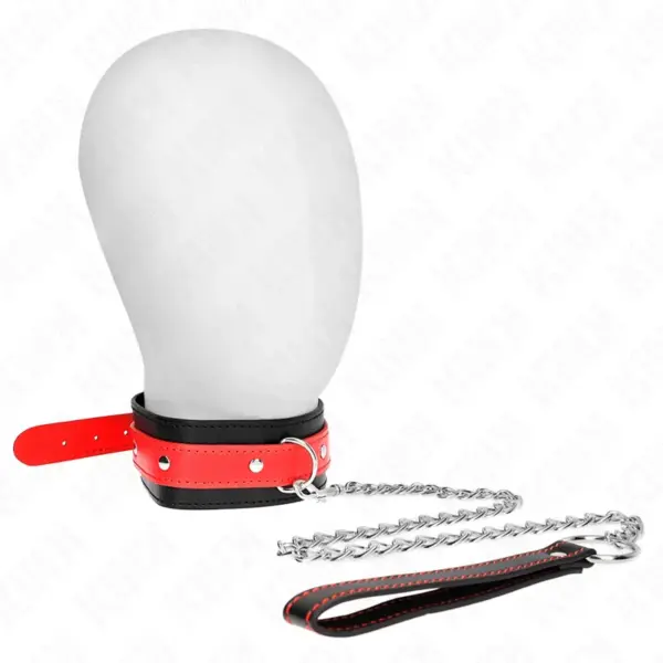 KINK - Collar con Correa 65 cm Rojo Ajustable - Control y Elegancia en tus Juegos BDSM