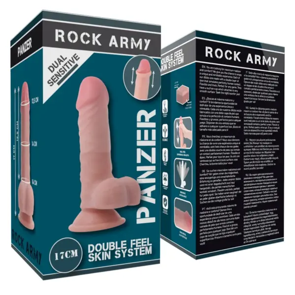 ROCKARMY - DUAL DENSITY PANZER DILDO REALISTA 17 CM -O- 4.46 CM - Imagen 8