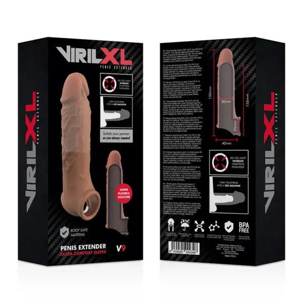 VIRILXL - Extensión de Pene Liquid Silicone V9 Marrón - Imagen 9