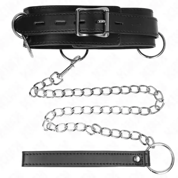 KINK - Collar con Correa 80 cm Esclavitud 3 Anillos 53 x 5 cm - Imagen 4