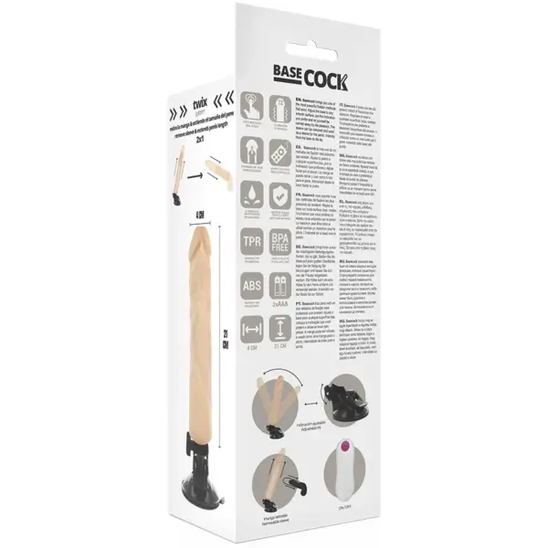 BASECOCK - Vibrador realista control remoto natural 21 cm - Imagen 5