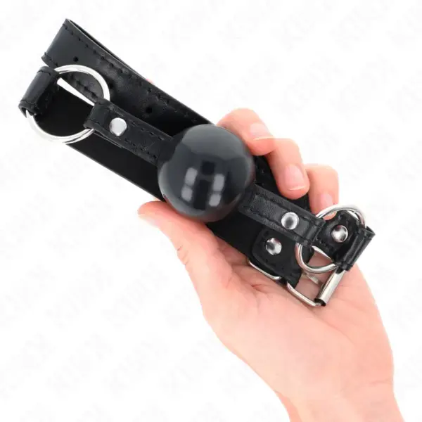 KINK - Mordaza de Bola 4 cm TPE Negro 60x2 cm para BDSM - Imagen 4