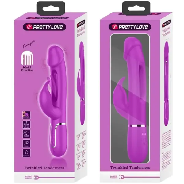 Pretty Love - Vibrador rabbit 3 en 1 multifunción con lengua fucsia - Imagen 11