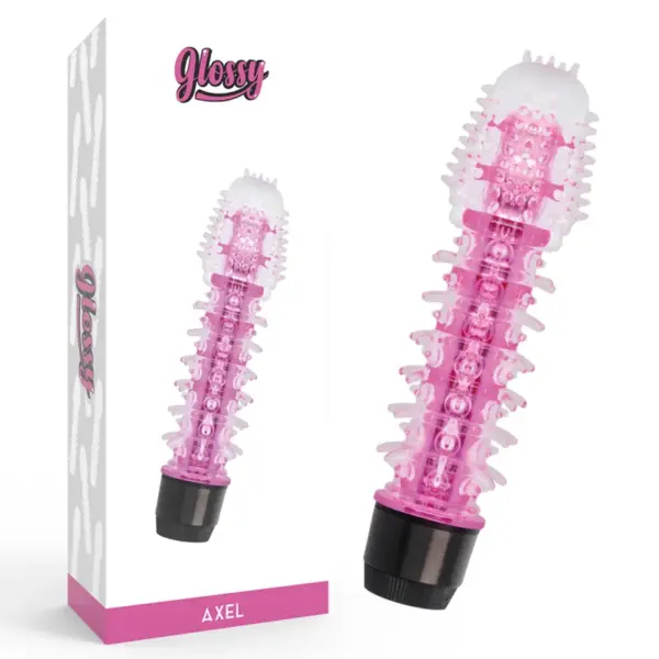 Glossy - Vibrador rosa Jelly Axel con múltiples velocidades