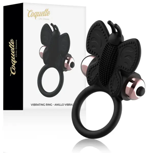 Coquette Chic Desire - Anillo Vibrador de Lujo Negro/Gold