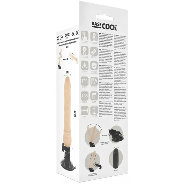 BASECOCK - Vibrador realístico control remoto natural 19.5 cm - 4 cm - Imagen 6