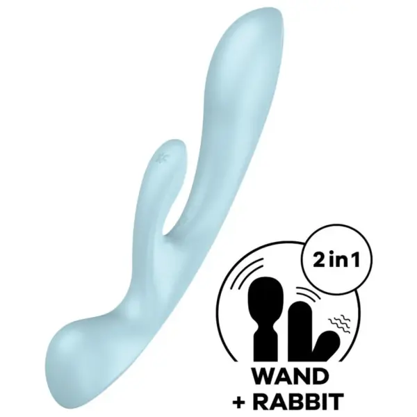 Satisfyer - Triple Oh Vibrador Híbrido Azul - Imagen 3