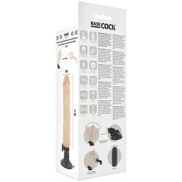 BASECOCK - Vibrador realista control remoto 21 cm - Imagen 6