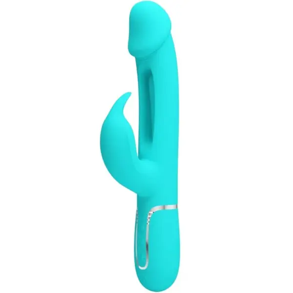 Pretty Love - Vibrador rabbit 3 en 1 con lengua verde agua