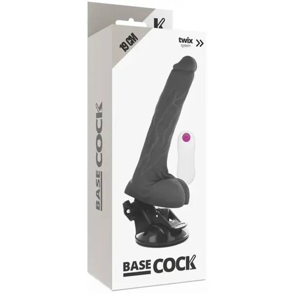 BASECOCK - Vibrador Realístico Control Remoto Negro 19 cm - 4 cm - Imagen 5