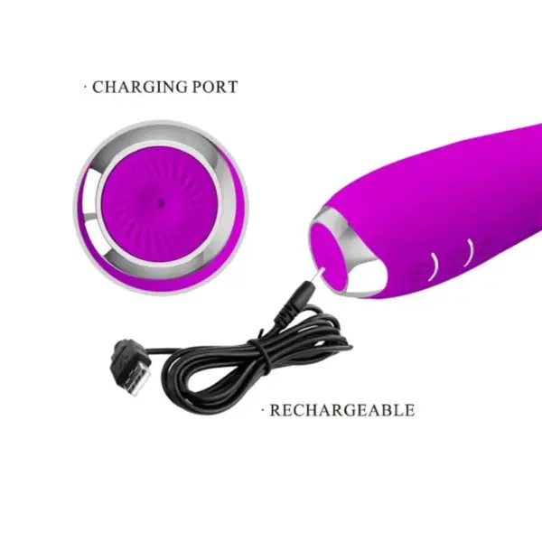 Pretty Love - Vibrador rabbit con rotación recargable morado - Imagen 4