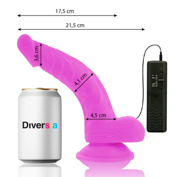 DIVERSIA - Dildo flexible con vibración lila de 21.5 cm - Imagen 2