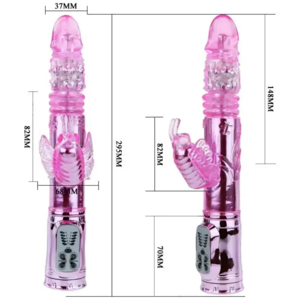 BAILE - Vibrador Rabbit Throbbing Butterfly Recargable con Rotación y Estimulador Clitorial - Imagen 6