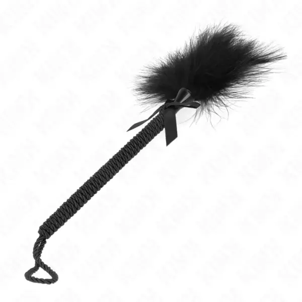 KINK - Masajeador de cuerda de nylon con plumas para cosquillas y lazo negro 25 cm - Imagen 2