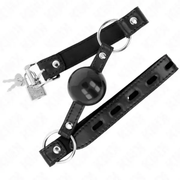 KINK - Mordaza de Bola 4 cm TPE Negro 60x2 cm para BDSM - Imagen 2