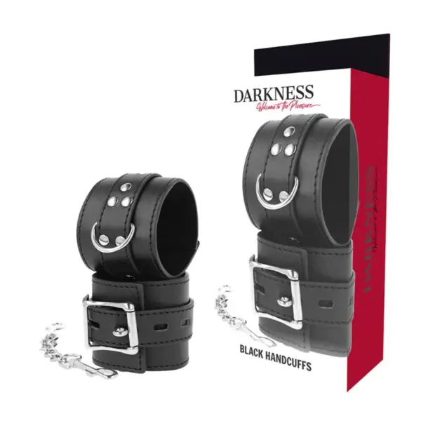 DARKNESS - Esposas Leather Negro para BDSM y Fetish