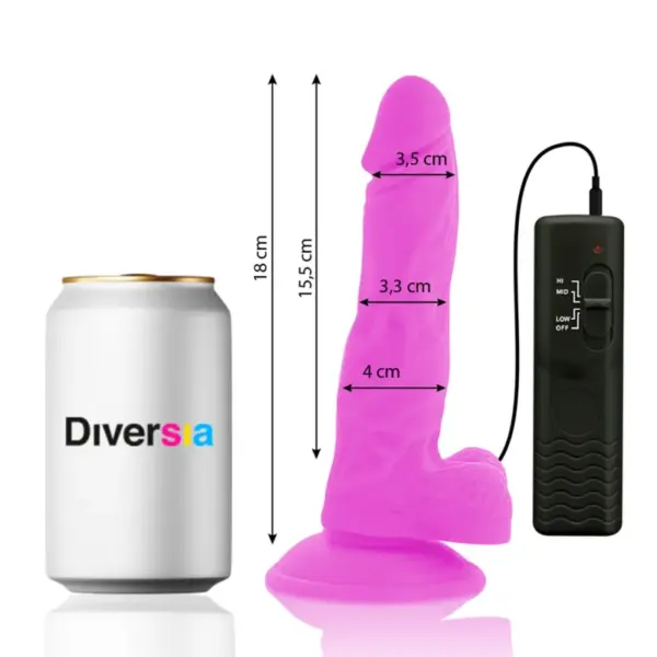 DIVERSIA - Dildo Flexible con Vibración Lila de 18 cm - Imagen 2