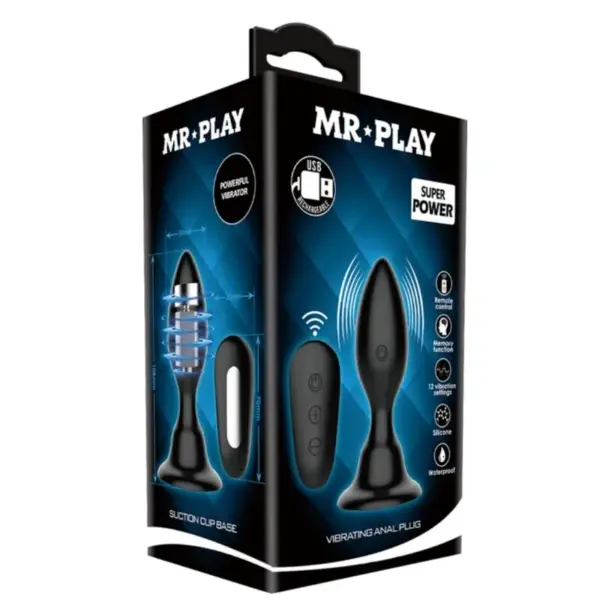 MR PLAY - Plug Anal con Vibración Negro Control Remoto - Imagen 9