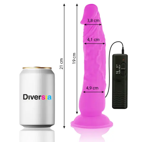 Diversia - Dildo Flexible con Vibración Lila 21 cm - 4.9 cm - Imagen 2