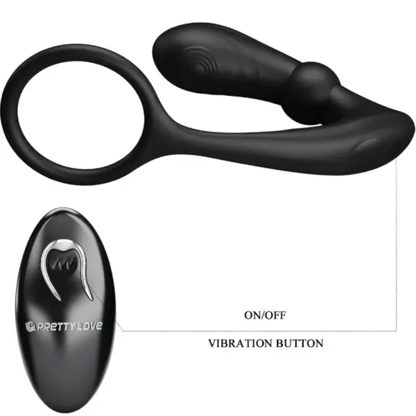 Pretty Love - Anillo y Vibrador Anal Negro para Placer Compartido - Imagen 6