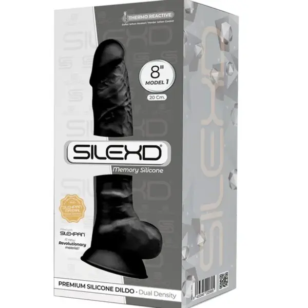 SILEXD - Modelo 1 Pene Realístico Silicona Premium Silexpan Negro 20 cm - Imagen 2