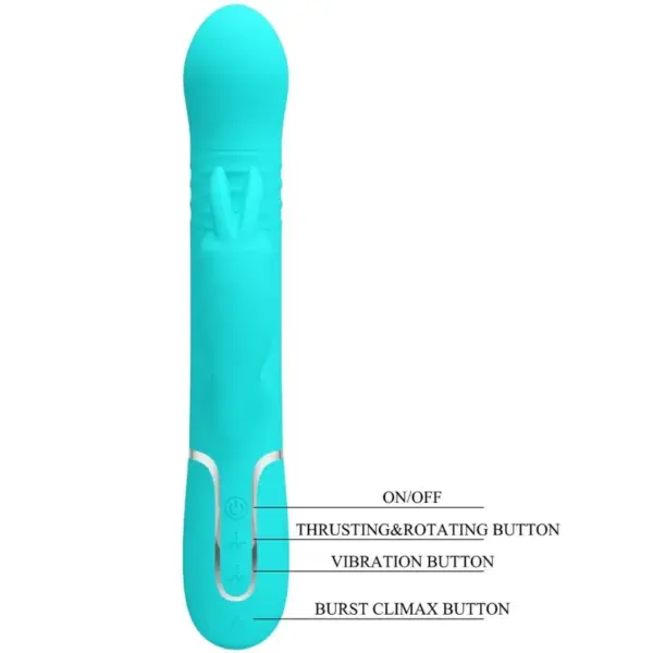 Pretty Love - Vibrador Rabbit con Perlas Verde Agua - Imagen 8