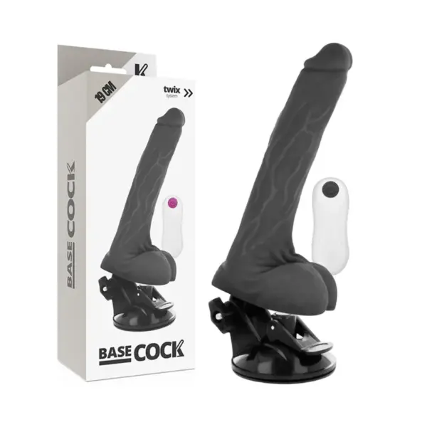 BASECOCK - Vibrador Realístico Control Remoto Negro 19 cm - 4 cm - Imagen 3