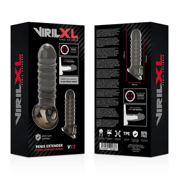 VIRILXL - Extensión y Funda de Pene V15 Negro para un Placer Inigualable - Imagen 9