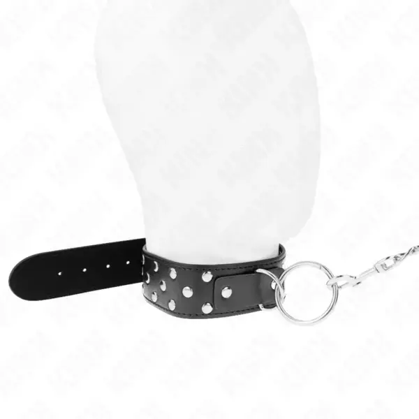 KINK - Collar con Correa 65 cm Remache Anilla Negro Ajustable 36-50 cm x 3.8 cm - Imagen 2