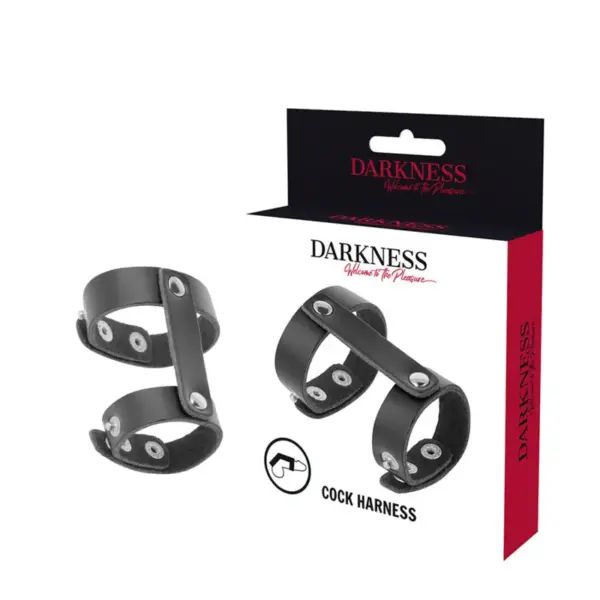 Darkness - Anillo Pene y Testículos Ajustable Leather para Placer Extremo