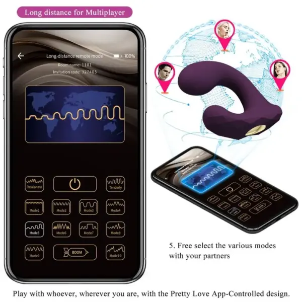 Pretty Love - Vibrador en forma de C con app gratuita morado - Imagen 11