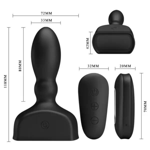 MR PLAY - Plug Anal Hinchable Negro Control Remoto - Imagen 5