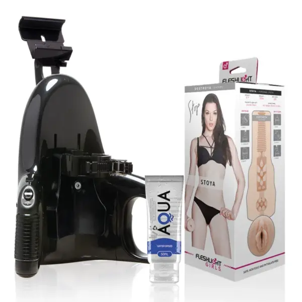 FLESHLIGHT - Vagina Stoya Destroya + Lanzamiento Universal + Lubricante Aqua Quality 50 ml