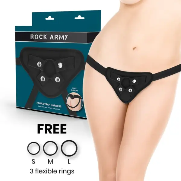 ROCKARMY - Arnés Ajustable y Anillos Flexibles para Dildos