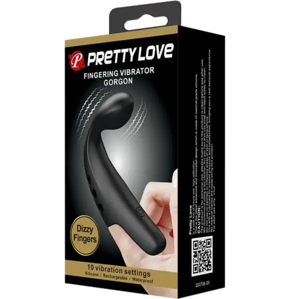 Pretty Love - Dedal vibrador Gorgon negro - Imagen 5