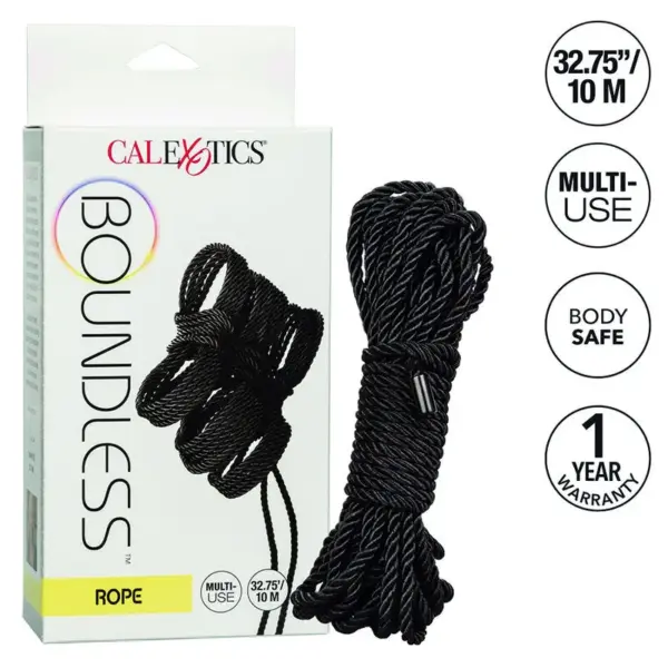 CalExotics - Boundless Cuerda 10m Negra para BDSM y Bondage