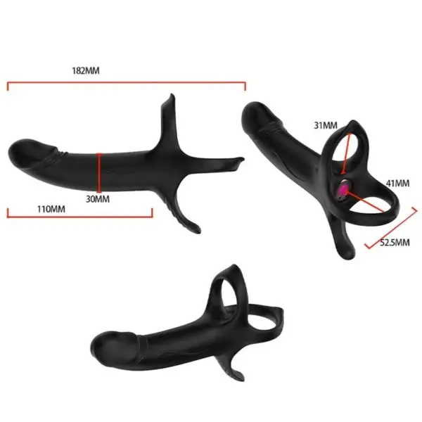 ARMONY - Dildo con Anillo & Vibrador Control Remoto Negro - Imagen 3