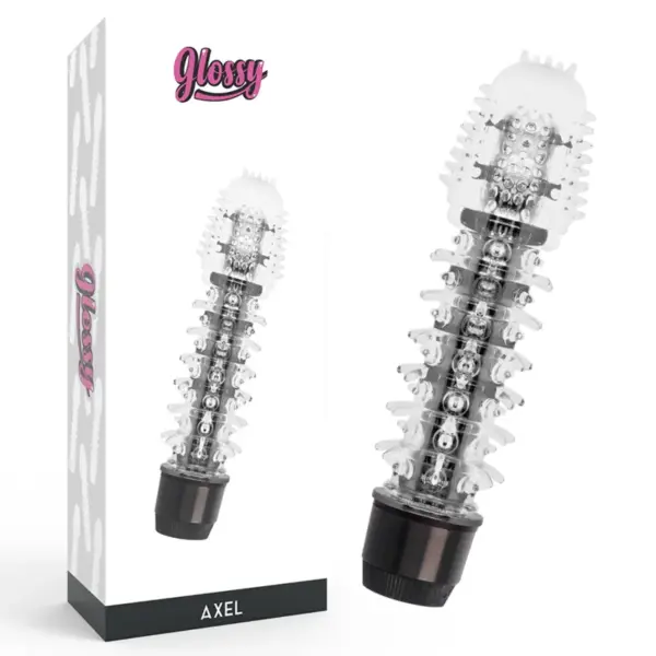 GLOSSY - Vibrador negro Jelly Axel con múltiples velocidades