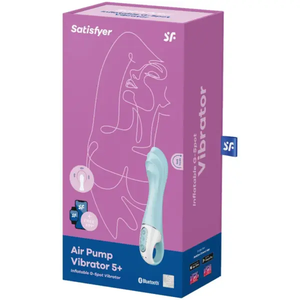 Satisfyer - Air Pump Vibrator 5+ Vibrador Punto G Inflable App Azul - Imagen 4