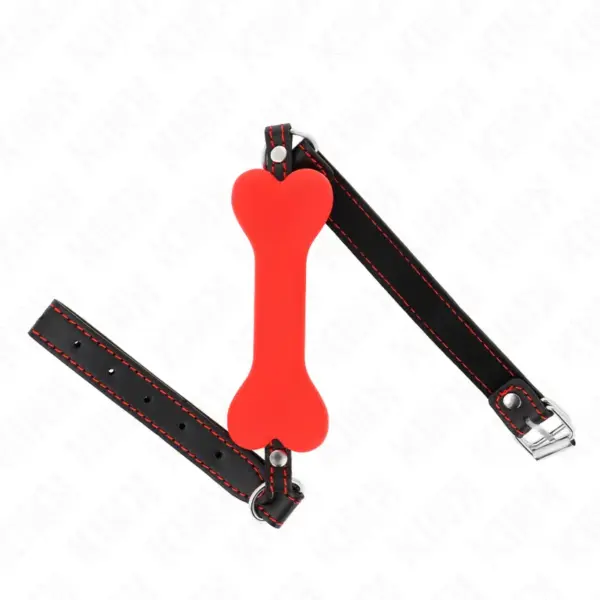 KINK - Mordaza de Hueso Rojo de 12 cm para BDSM