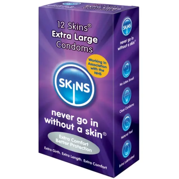 SKINS - Preservativo XXL 12 UDS para Mayor Placer